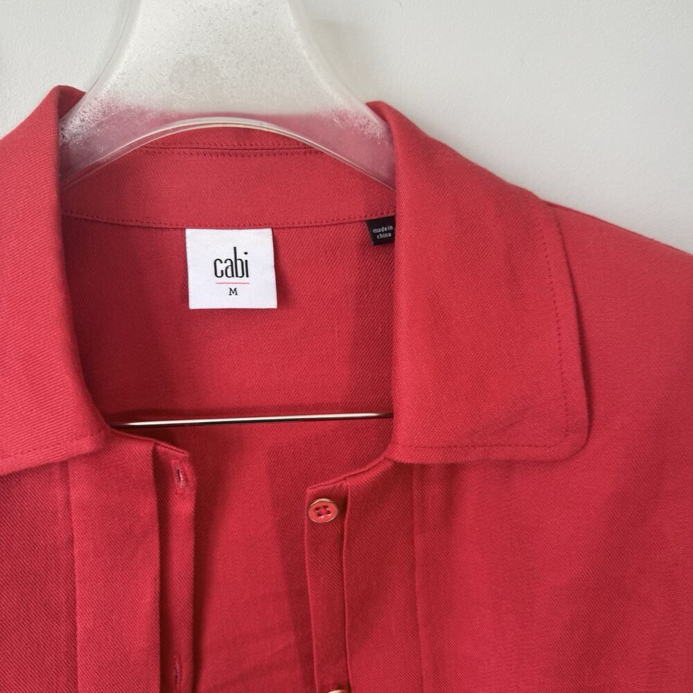 Cabi Jacket Womens Size M Valentine Red Linen Blend Button Up Blazer Career - Picture 3 of 5
